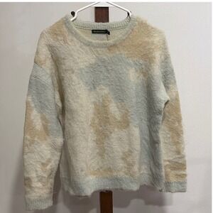 Troubadour Women Anthro XS Alpaca Blnd Fuzzy Knit Sweater Fairy Tie Dye Abstract